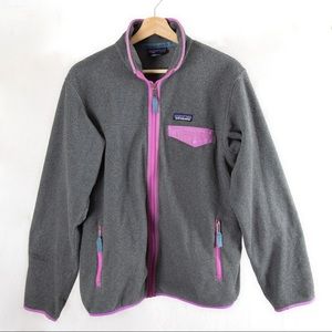 Women’s M Patagonia Synchilla Full Zip Up Grey/Pink jacket